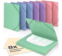 ACROPAQ- 8 x Chemise à Élastiques et à 3 Rabats A4- Jusqu'à 200 pages, Dos 3 cm- Chemises cartonnées, Range Document- 245x325x30 mm