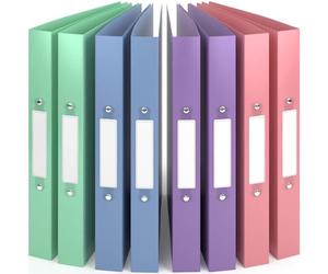 ACROPAQ - 8 x Classeur souple A4 | 2 anneaux | Avec étiquettes de dos, Dos de 3,5 cm, Couleur Vent de la collection Nature - Petit classeur plastique A4 souple, Classeurs 2 anneaux, Farde