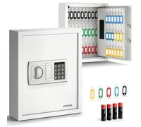 Acropaq Armoire à clés - avec Serrure électronique numérique, pour jusqu'à 48 clés, 48 pendentifs Inclus, Blanc - Armoire a Clef Murale, Boite a Clef, Boite a clefs Murale