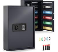 Acropaq Armoire à clés Murale pour 200 clés- Coffre à Clés avec Serrure électronique numérique- 200 pendentifs Inclus- Noir