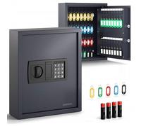 Acropaq Armoire à clés - avec Serrure électronique numérique, pour jusqu'à 48 clés, 48 pendentifs Inclus, Noir - Armoire a Clef Murale, Boite a Clef, Boite a clefs Murale