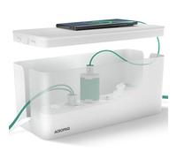 ACROPAQ Boîte Cache Câble - (32 x 13,2 x 12,7 cm), Boîte de Rangement pour Cacher Les câbles, Cacher Les multiprises, Plastique, Noir - Cache multiprise