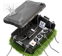 ACROPAQ Boîte Cache câble étanche - Boîte Rangement Cable, Boite Etanche Electrique Exterieur, IP 54 étanche, Robuste, (32 x 21 x 13 cm), Antidérapant, Noir - Cache multiprise