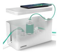 ACROPAQ Boîte Cache Câble - Petit (23,5 x 12 x 11,5 cm), Boîte de Rangement pour Cacher Les câbles, Cacher Les multiprises, Plastique, Blanc - Cache multiprise