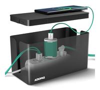 ACROPAQ Boîte Cache Câble - Petit (23,5 x 12 x 11,5 cm), Boîte de Rangement pour Cacher Les câbles, Cacher Les multiprises, Plastique, Noir - Cache multiprise