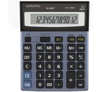 ACROPAQ Calculatrice de bureau- Écran 12 chiffres- Dual Power- 350g- Ecran incliné avec pied arrière- Gris