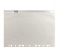 ACROPAQ Chemise de documents - Lot de 5 pochettes perforées à fermeture éclair, Surface grainée, transparentes, 11 trous et PVC résistant de 0,2 mm - Pochette de documents, Chemise de document
