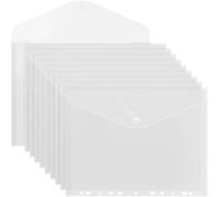 ACROPAQ Chemises de Documents - Lot en vrac de 10 Chemises de Documents A4 Perforées avec Fermeture à Boucle et Crochet - Transparentes - 11 Trous et Épaisseur Durable de 0,17 mm