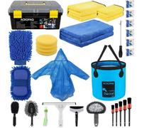 ACROPAQ Coffret Nettoyage Voiture XL- 30 accessoires- Kit Nettoyage Voiture- Lavage Voiture- Produit nettoyage véhicule