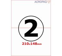 ACROPAQ - Étiquettes - 210 x 148 mm, 2 étiquettes par feuille, 100 feuilles - Jet d'encre, Laser, Photocopieur - Blanc