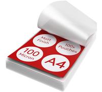 ACROPAQ Feuille plastifieuse A4 mat - Pack de 100 pochettes de plastification, 100 micron, Anti-reflets, Finition mate, Anti-traces de doigts, Coins arrondis - Pochettes de plastification A4 Mat