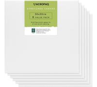 ACROPAQ lot 6 toiles à Peindre tendues avec châssis 30x30 cm- Surface en Coton de qualité supérieure 280 g/m²- FSC sans acide