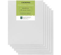 ACROPAQ Lot de 6 toiles avec châssis - 24 x 30 cm - Surface en coton de qualité supérieure - Grande toile à peindre