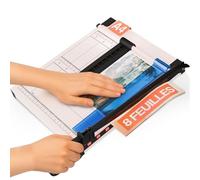 ACROPAQ Massicot A4 - Pour 8 feuilles max, Guide de coupe magnétique, Compact, Pieds antidérapants, Beige - Coupe papier