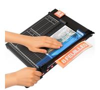 ACROPAQ Massicot A4 - Pour 8 feuilles max, Guide de coupe magnétique, Compact, Pieds antidérapants, Noir - Coupe papier