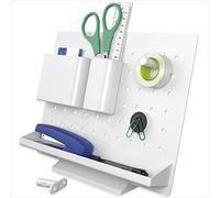 ACROPAQ Organiseur de bureau organiseur de bureau avec porte-stylo, compartiments de tri, crochets et aimant, tableau d'accrochage avec 6 fixations, personnalisable - Blanc