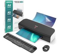 ACROPAQ Plastifieuse A4, A5, A6 etc Avec 200 pochettes de plastification, Arrondisseur de coins et Coupe-papier- 400 mm/min