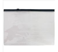 ACROPAQ Pochettes à fermeture éclair transparentes - 5x Pochettes à fermeture éclair transparentes A5 avec des zips noirs audacieux - PVC, épaisseur de 0,2 mm, comprend des inserts de couleur A5
