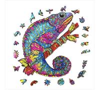 ACROPAQ Puzzle en bois Caméléon - 200 pièces, format A3 420 x 297 mm, puzzle pour enfants et adultes - CAMÉLÉON - PUZA3C
