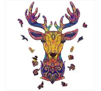 ACROPAQ Puzzle en bois Cerf - 150 pièces, format A4 210 x 297 mm, puzzle pour enfants et adultes - CERF - PUZA4D