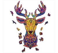 ACROPAQ Puzzle en Bois Cerf - 150 pièces, Format A4 210 x 297 mm, Puzzle pour Enfants et Adultes - CERF - PUZA4D