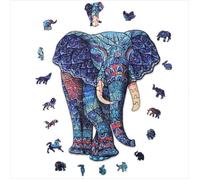 ACROPAQ Puzzle en Bois ELEPHANT - 150 Pièces, Format A4, Pièces de Puzzle Bois Animaux , Fabriqué en Bois de Haute Qualité, Puzzle