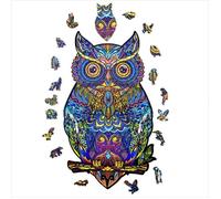 ACROPAQ Puzzle en Bois Hibou - 150 pièces, Format A4 210 x 297 mm, Puzzle pour Enfants et Adultes - Hibou - PUZA4O