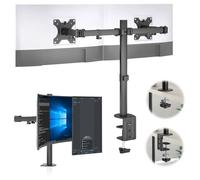 ACROPAQ - Support ecran PC 2 ecran - Pour ecrans de 13 à 32 pouces, Pivotant à 360°, Montage rapide, Hauteur et angle réglables individuellement - Bras Ecran PC, Support double ecran PC - Noir