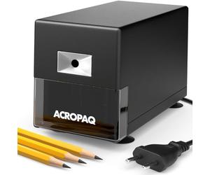 ACROPAQ Taille-crayon avec Réservoir - Électrique Professionnel avec Manivelle, Automatique, Protection Surchauffe - Pour Chantier, Charpentier, Enfant