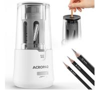 ACROPAQ Taille-crayon électrique Reservoir- Crayon 6-12 mm- Démarrage Arrêt automatiques- Pointe tranchant ou émoussé en 3-5 s
