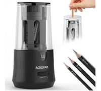 ACROPAQ Taille-crayon électrique Reservoir- Crayon 6-12 mm- Démarrage Arrêt automatiques- Pointe tranchant ou émoussé en 3-5 s Noir