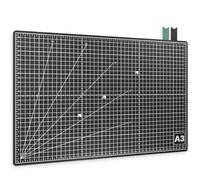 ACROPAQ Tapis de Decoupe A3 - Auto-Réparateur, A3 (45 x 30 cm), 5 Couches de protection pour vos meubles, Avec grilles et repères d'angle sur les deux faces, Noir - Tapis de Bricolage, Tapis decoupe