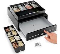 ACROPAQ Tiroir caisse - Compatible avec caisse enregistreuse RJ11, 4 compartiments monnaie & 8 billets, (34 x 33 x 10 cm) Boîtier en métal robuste, Tiroir métallique avec insert amovible - Caisse