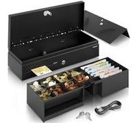 ACROPAQ Tiroir Caisse 46x18x10 Compatible avec Caisse Enregistreuse RJ11, 8 compartiments Monnaie & 6 pour Billets, Insert Amovible Noir G