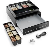 ACROPAQ Tiroir Caisse 9032K- Compatible avec Caisse Enregistreuse RJ11, 34x33x10 cm-4 compartiments Monnaie & 8 billets-Métal