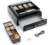 ACROPAQ Tiroir Caisse Compatible avec Caisse Enregistreuse RJ11, 41x42x12 - 8 compartiments Monnaie & 4 à Billets, Insert Amovible