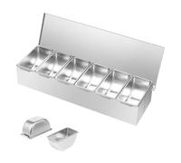 ACROSSPART Récipient à ingrédients en acier inoxydable avec 6 compartiments - Boîte à cocktails pour bar, citron, fruits et olives