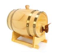 ACROSSPART Tonneau en bois de 3 litres avec tréteau et robinet, tonneau à vin de pin, tonneau à liqueur, tonneau à vin, tonneau à whisky, fût en bois, décoration