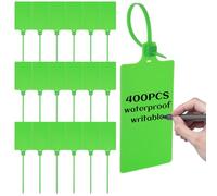 Acrux7 Lot de 400 étiquettes en plastique étanches pour étiquetage, étiquettes d'expédition en plastique, étiquettes inscriptibles, étiquettes vierges à suspendre pour logistique, bagages, longueur