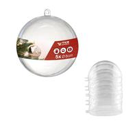 Acryl Kugel A66805 Lot de 5 Boules en plexiglas Transparent diamètre : 8 cm - avec œillet de Suspension - 2 pièces Noël