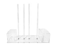 Acrylic Anti-Slip Bracket, Vertical Bottle Cap Holder, 12x4 inch Storage Rack with Clear Base, Transparent Lid Stacker, Tiered Display Shelf with Slotted Style, Cabinet Tray for Kitchen