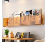 Acrylic Bookshelf For Wall Bookshelves Hanging Bookcases For Small Spaces 15.7in-47in Width Behind Door Organizer Book Display，Stainless Steel Hex Socket Cap Screws，Grey, Orange(Orange,90CM/35IN)
