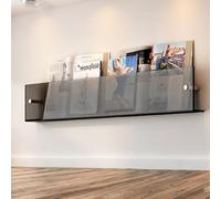 Acrylic Bookshelf For Wall Bookshelves Hanging Bookcases For Small Spaces 15.7in-47in Width Behind Door Organizer Book Display，Stainless Steel Hex Socket Cap Screws，Grey, Orange(Grey,90CM/35IN)