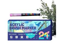 Acrylic Brush Marker - Kids Paint Markers Set | Multi-Color Soft Layerable Art Supplies | Tip Writing Pens For Party Thanksgiving School Offices Crafting Birthday Christmas Weekday Prizes Rewards