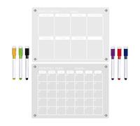 Acrylic Calendar for Wall - 2 Pieces Dry Erase Magnetic | Clear Fridge Calendar Schedule Board, Modern Home Organizer for Home Office School Classroom Apartment Family Meal to Do Shopping List