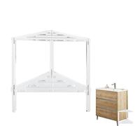 Acrylic Corner Shower, Non-Slip Shower Caddies Stool, 11.81x12.2x12.2 Inches Stable Heavy Duty Bathing Chairs with Storage Shelf, Triangle Transparent Stools for Small Spaces, Bathroom Living Room Use