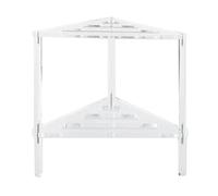 Acrylic Corner Shower Stool, Non-Slip Bath Seat with Storage Shelf, Stable Heavy-Duty Bathroom Chair, Multi-Purpose for Shower, Living Room and Small Spaces, 11.81x12.2 inches