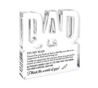 Acrylic Dad Sign From Son - Heartfelt Keepsake Gift, Elegant Desktop Ornament Expressing Gratitude and Love from Daughter or Son, Sentimental Table Decoration for Office, Bedroom, or Living Room
