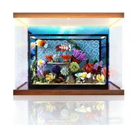 Acrylic Display Case for Lego 10366 Tropical Aquarium, Clear Dustproof Storage Box Compatible with 10366 (Box Only) (Tri-Color Lightbox A)