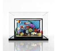 Acrylic Display Case for Lego 10366 Tropical Aquarium, Clear Dustproof Storage Box Compatible with 10366 (Box Only) (Black)